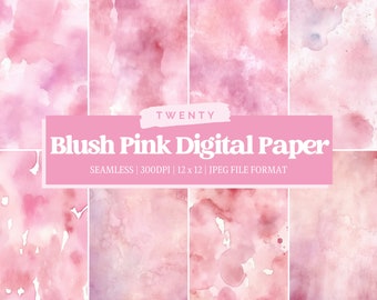Blush Pink Digital Paper, Pink Digital Paper, Pink Texture JPG, Seamless Design, Pink Background, Commercial Use, Digital Paper Bundle