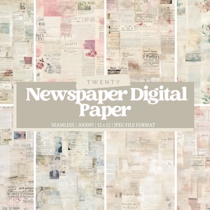 Vintage Newspaper Digital Paper, Web Background, Commercial Use, Digital Paper Bundle, Scrapbook Paper, Digital Craft Paper, Vintage Paper