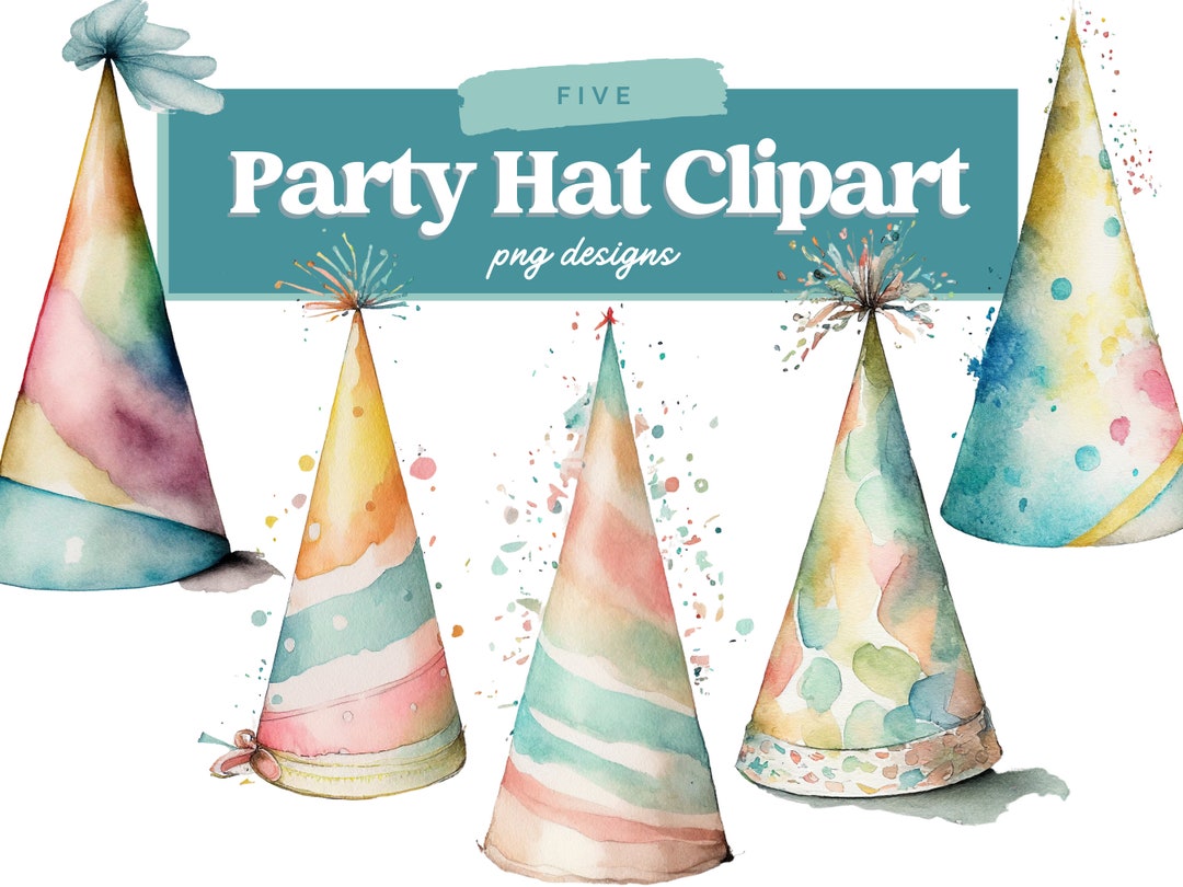 Watercolor Party Hat Clipart, Party Hat Clipart, Party Hat Graphics