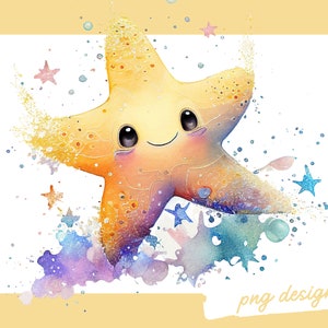 Starfish Clipart, Fish clipart, Watercolor fish under the sea clip art, Dolphin clipart, Sea animal pngs clipart, Sea animal birthday party,