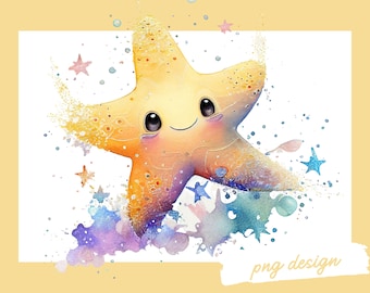 Seestern Clipart, Fisch Clipart, Aquarell Fische unter dem Meer ClipArt, Delfin Clipart, Meer Tier pngs Clipart, Meer Tier Geburtstagsparty,