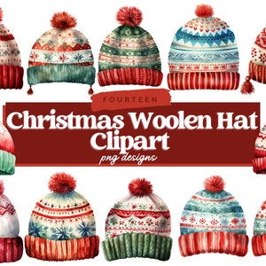 Kerstwollen hoed clipart, aquarel kerst PNG, muts, vrolijk kerstfeest, kaart maken, afdrukken, digitaal papier ambacht, commercieel gebruik