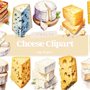 Fromage Clipart Bundle, fromage PNG, fromage Image numérique Bundle, usage Commercial, fromage graphiques, téléchargement numérique, aquarelle fromage