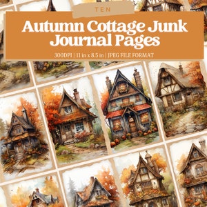 Autumn Vintage Cottage Junk Journal Paper, Vintage Junk Journal Kit, Rustic Cottage Junk Journal Digi Kit, Printable Digital Collage Sheet