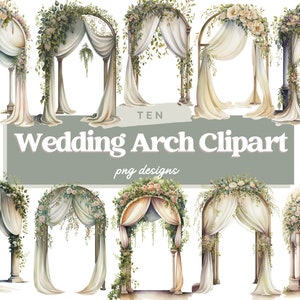 Wedding Arch Watercolor Clipart Bundle, Wedding Clip Art, Digital Watercolor Clipart, Clipart Elements, Digital Illustration