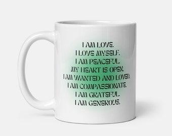 Heart Chakra Mug: Healing Affirmations, Spiritual Gift