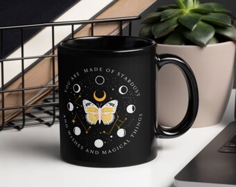 Butterfly Mug: Black Glossy Celestial Coffee Mug
