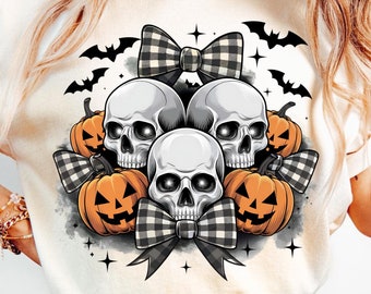 Halloween Skull Bow PNG, Spooky Season Design (Digital Download)