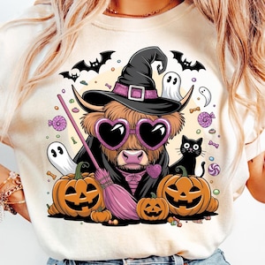 Halloween Highland Cow PNG, Bull Png,Retro Halloween Png, Ghost Cows Png, Funny Cow Png, Fall Png,Spooky Season,Cow Halloween png