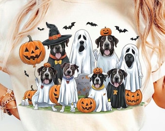 Retro Ghost Dog PNG, Halloween Pumpkin Dog (Digital Download)