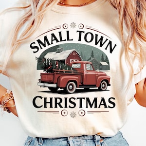 Vintage Kleinstadt Weihnachten PNG, Weihnachten Png, Retro Weihnachtsentwurf Png, Kleinstadt Weihnachten, Weihnachtsbaum png, Sublimation Designs
