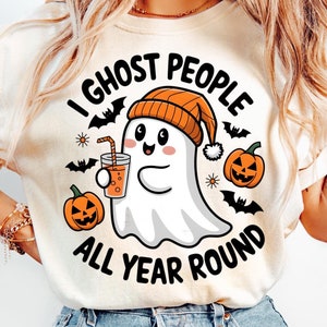 Retro I Geist Menschen Png, Halloween Png, Süßer Geist Kürbis Png, Spooky Vibes Png, Geist Kaffee Png, Boujee Geist Png Sublimationsdesign