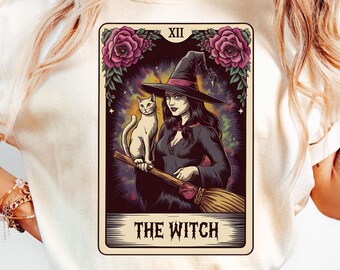 Häxa Tarotkort PNG, Gotisk Svart Katt Sublimeringsdesign (Digital Nedladdning)