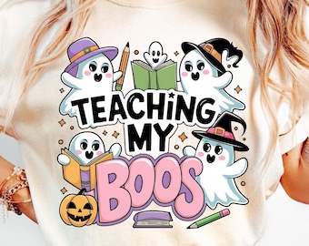 Teaching my boos png,Halloween teacher png,coquette pencil png,ghost teacher png,halloween png,cute ghost png,teacher png,gift for teacher