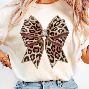 Leopard Kokette Bogen PNG, Trendige Kokette PNG, Leopardenmuster Weiches Mädchen Design, Girly Ästhetik PNG, Kokette Sublimation Download