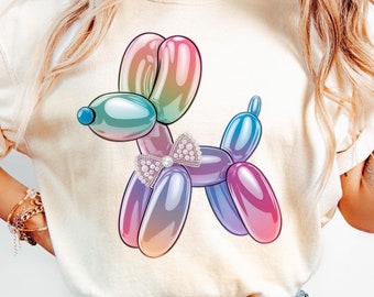 Watercolor Balloon Dog PNG: Preppy Pearls & Bows (Digital Download)