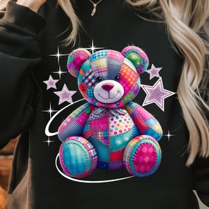 Tattered Teddy Bear png for Colorful sublimate design. Png for shirt, sublimation designs for urban design and streetwear