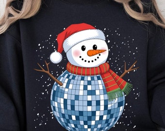 Christmas Disco Snowman PNG, Girly Winter Design (Digital Download)