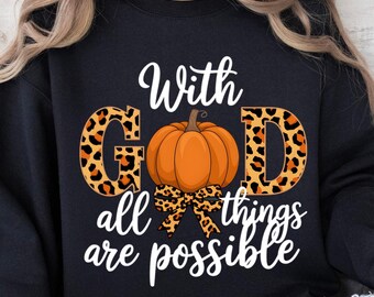 Fall Christian Pumpkin Leopard Png, Retro Autumn Design (Digital Download)