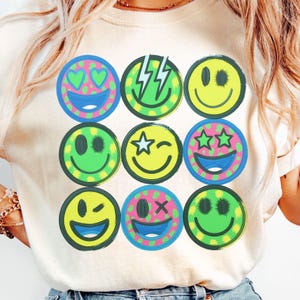 Neon zomer smiley dambordbundel png, smiley luipaard png Beach Life-bundel png zomer png Neon trendy zomer, boldbrush