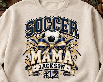 Personalized Soccer Mama PNG, Custom Player Name & Number, Team Colors (Digital File)