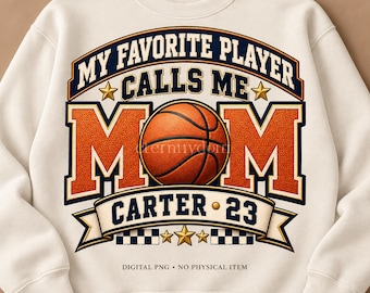 Personalized Basketball Mom PNG, Custom Player Name and Number, Retro Game Day Shirt Design