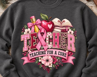 Pink Ribbon School Staff PNG Bundle, Teacher Nurse Counselor Principal (Digital Download)