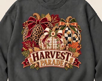 Pumpkin PNG, Harvest Parade Fall PNG, Preppy Patterned Pumpkins with Bows, Autumn Sublimation Digital Download