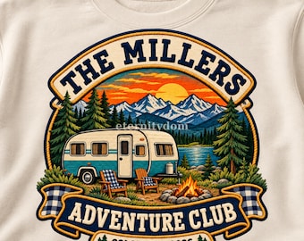 Personalized Family Camping PNG, Custom Name Destination and Year, Adventure Club Reunion Shirt Design