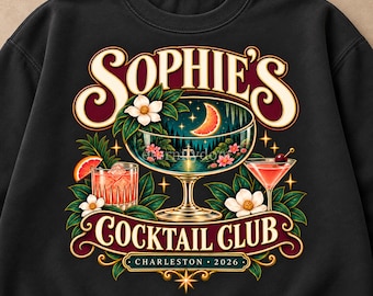 Personalized Cocktail Club PNG, Custom Name and Location, Girls Trip Shirt Design