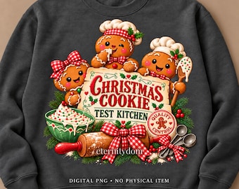 Gingerbread PNG, Christmas Cookie Test Kitchen, Baking Shirt and Apron Sublimation Design, Digital Download