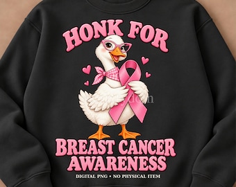 Breast Cancer Awareness Goose PNG, Honk for Awareness Pink Ribbon Shirt Design, Digital Download