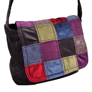 Velvet Patchwork Messenger Bag