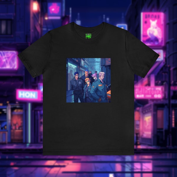 Vaporwave - Policenauts- Neon City Cyberpunk Pixel Art Chinatown - Blade Runner - Short Sleeve Tee