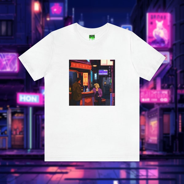 Vaporwave - Snatcher - Neon City Cyberpunk Pink Pixel Art Chinatown - Blade Runner - Short Sleeve Tee