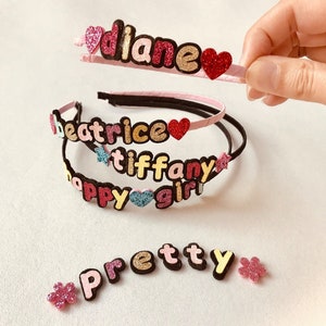 Special Personalised name hairband, glitter, custom hairband, princess, crown, girls gifts  Birthday Gift for Girls friends handmade letter