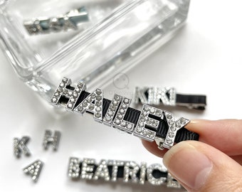 Personalized Name Bling Hair Clip Custom handmade Sparkle Rhinestone Letter Metal Anniversary Wedding Birthday Jewelry Gift for Women Girls