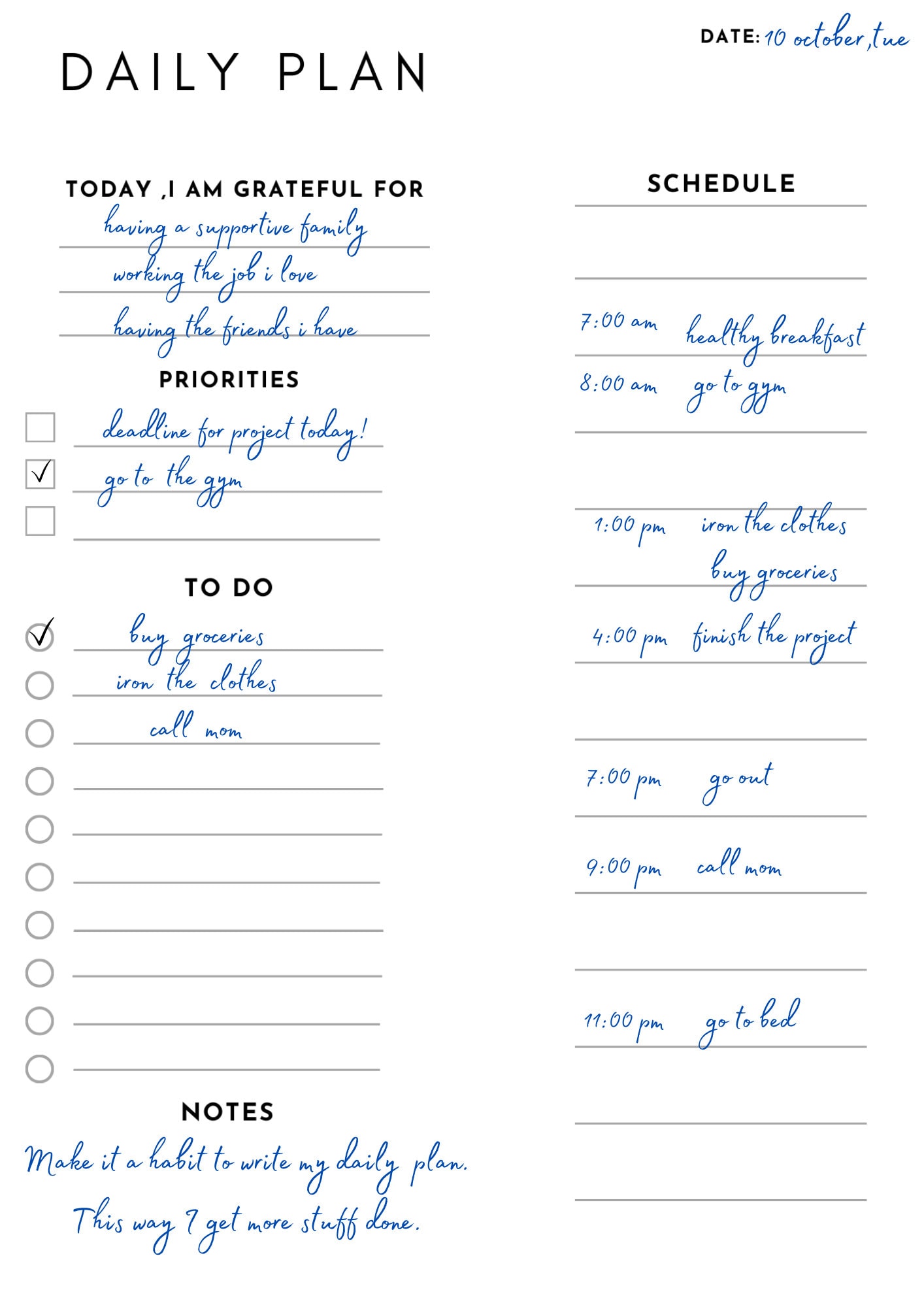 Minimal Printable Daily Planner Fillable, Daily to Do List ...