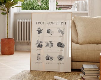 Galatians 5:22 Fruit of the Spirit Wall Art, Scripture Wall Art, Christian Home Decor, Vintage Scripture Print, Bible Verse Wall Art Print