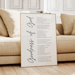 Goodness of God Lyric Printable, Christian Wall Decor, Praise Song Print, I Will Sing Of The Goodness Of God, Digital Instant Download
