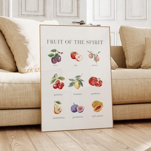 Galatians 5:22 Fruit of the Spirit Wall Art, Scripture Wall Art, Christian Home Decor, Vintage Scripture Print, Bible Verse Wall Art