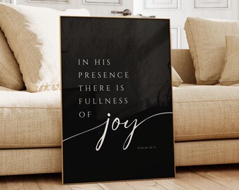 Psalm 16:11, minimalistischer moderner Bibelversdruck, christliche Wandkunst, Fülle der Freude, minimaler Schriftdruck, christliche Wohndekoration