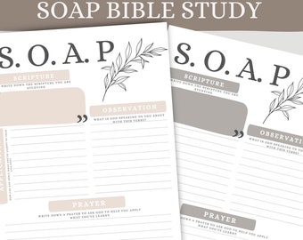 Plantilla de estudio bíblico SOAP imprimible Método de estudio SOAP Diario de estudio bíblico Plantilla imprimible de la Biblia SOAP digital Hoja de trabajo bíblica de Goodnote