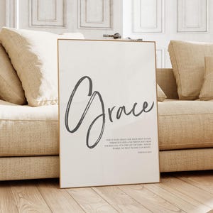 Ephesians 2:8-9 scripture print, bible verse quote poster wall art, modern Christian poster, For by grace are ye saved through faith
