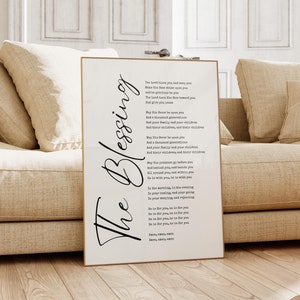 The Blessing Elevation Worship Lyrics Wall Art Print, Numbers 6:24-26, Bible Verse Wall Art, Digital Print for Christian Home Decor
