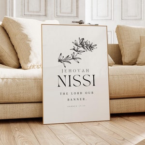 Jehovah Nissi Names of God print wall art Hebrew El Roi Yahweh jireh Rapha Nissi Shalom Minimalist wall art bible verse