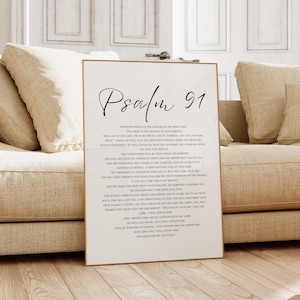 Psalm 91, Scripture Print, Scripture Wall Art, Bible Verse Wall Art, Christian Printable, Christian Wall Art, Christian Home Decor