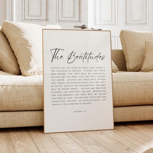 Matthew 5:3-10, The Beatitudes, Blessed are the Poor in Spirit, Bible Verse Wall Art, Christian Printable, Christian Gift, Scripture Art
