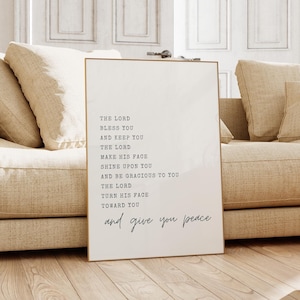 The Blessing Elevation Worship Lyrics Wall Art Print, Numbers 6:24-26, Bible Verse Wall Art, Digital Print for Christian Home Decor