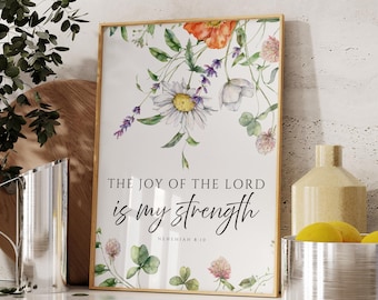 Nehemías 8:10 Impresión Bíblica / Decoración Cristiana para el Hogar (Descarga Digital)